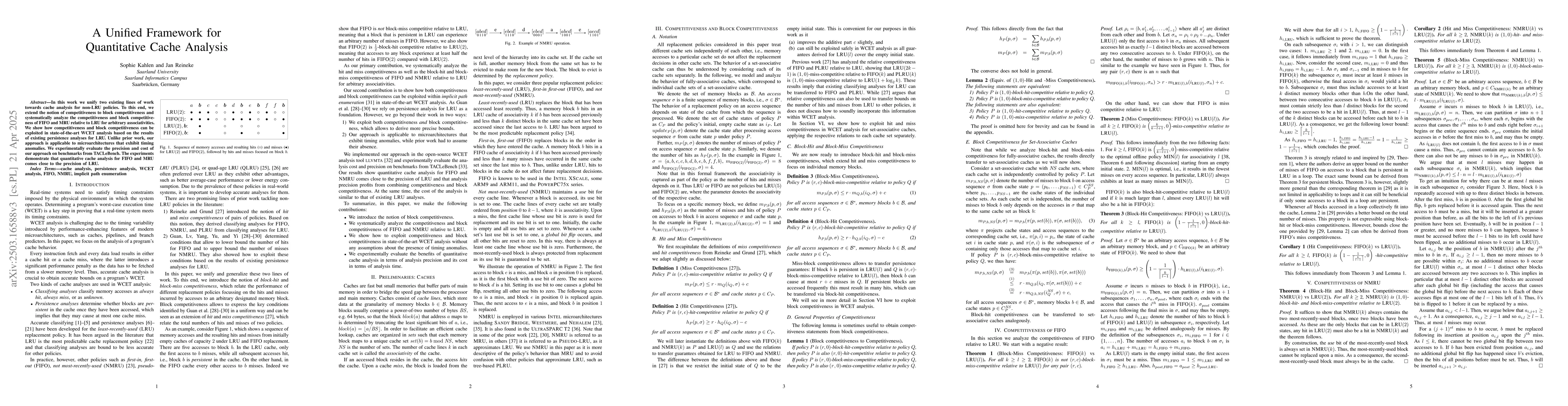 Thumbnail for A Unified Framework for Quantitative Cache Analysis