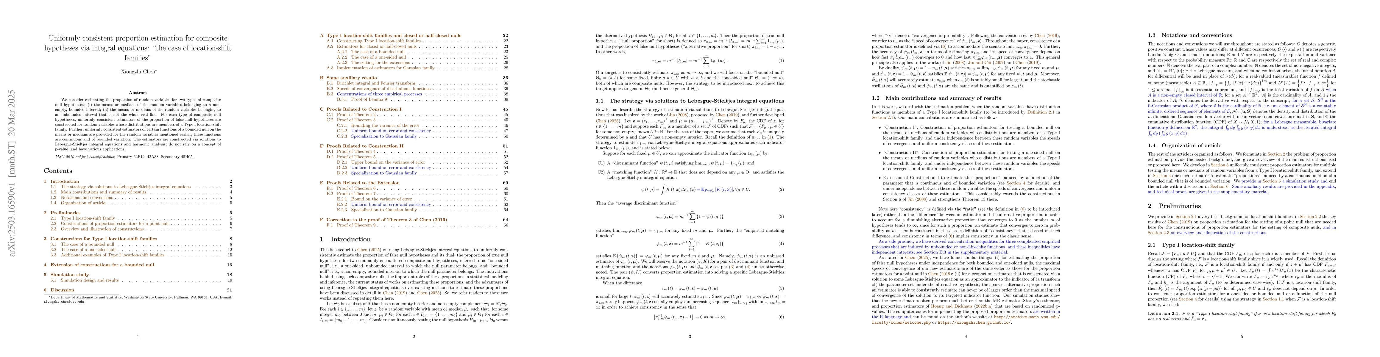 Thumbnail for Uniformly consistent proportion estimation for composite hypotheses via
  integral equations: "the case of location-shift families"
