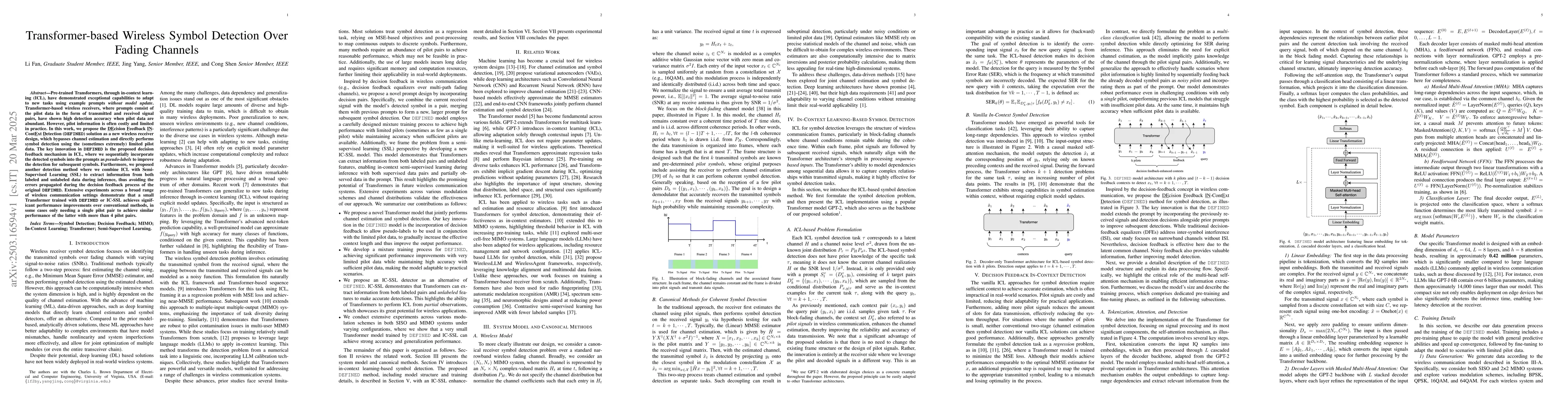 Thumbnail for Transformer-based Wireless Symbol Detection Over Fading Channels