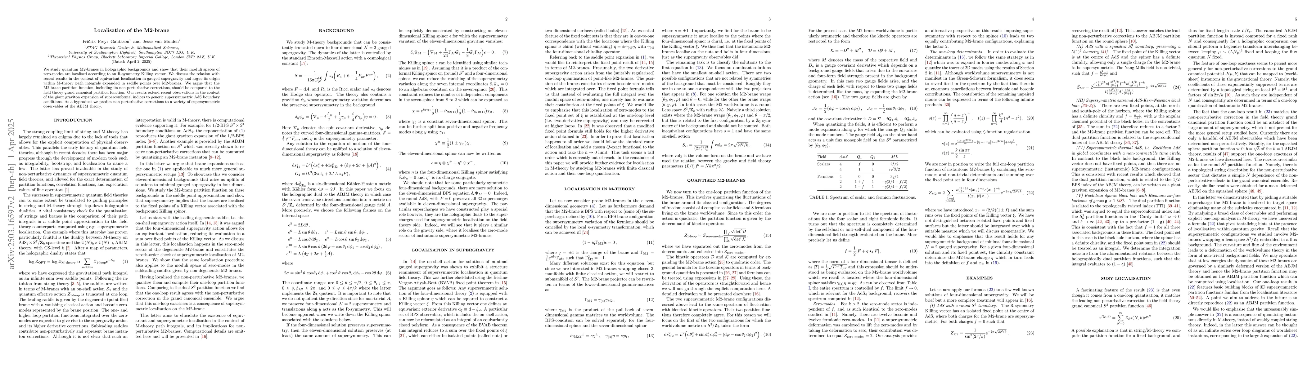 Thumbnail for Localisation of the M2-brane