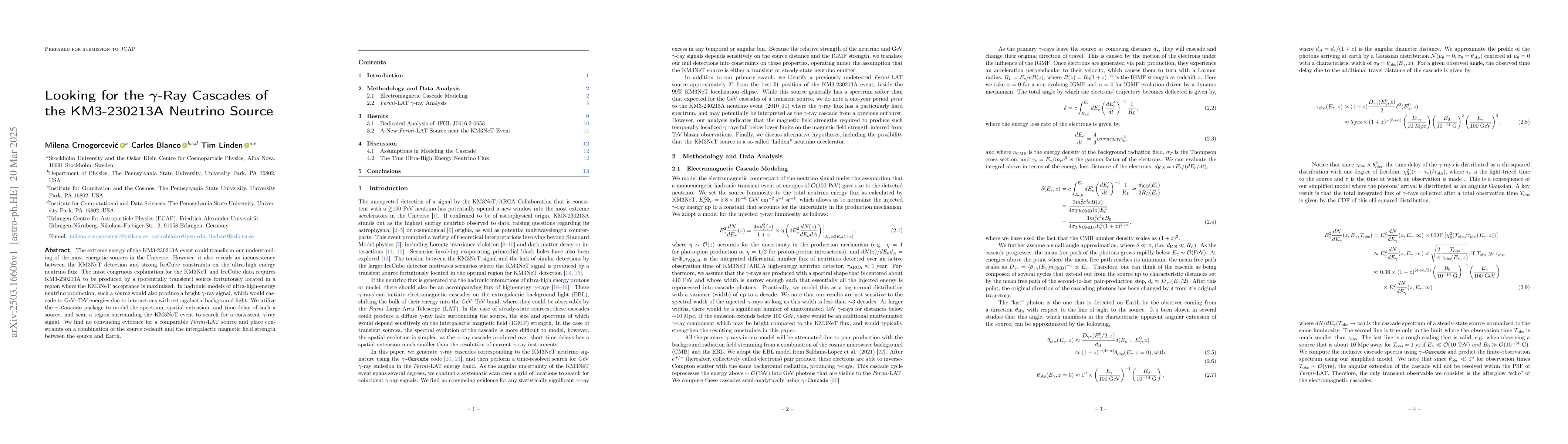 Thumbnail for Looking for the γ-Ray Cascades of the KM3-230213A Neutrino Source