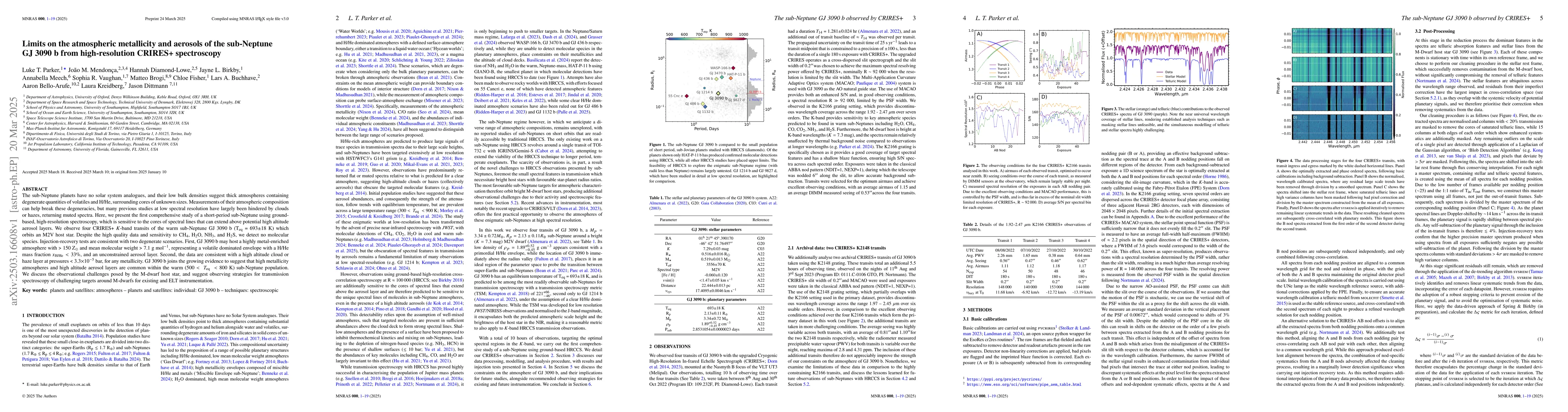 Thumbnail for Limits on the atmospheric metallicity and aerosols of the sub-Neptune GJ
  3090 b from high-resolution CRIRES+ spectroscopy