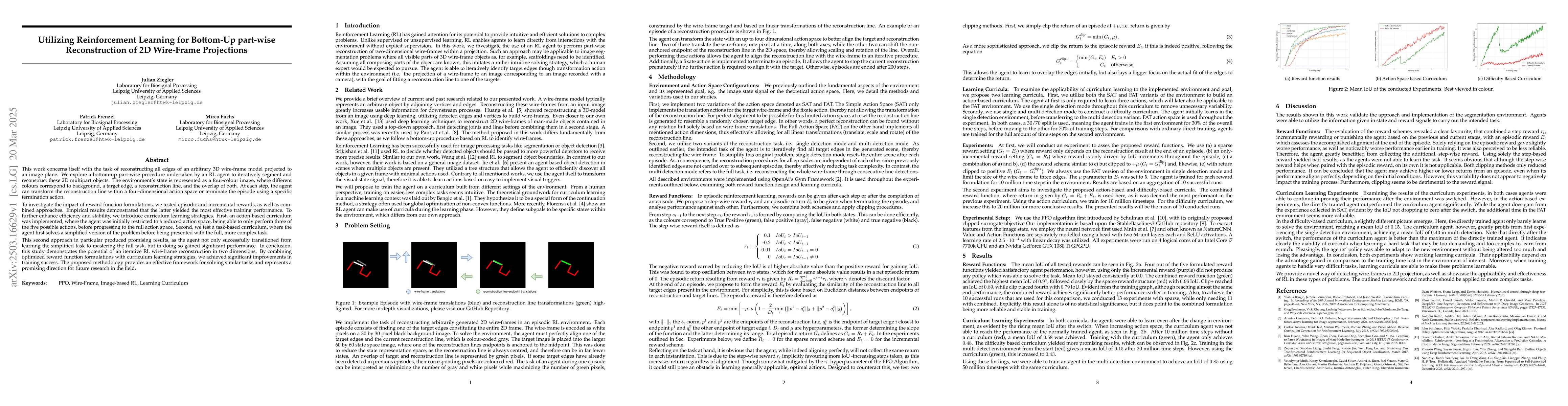 Thumbnail for Utilizing Reinforcement Learning for Bottom-Up part-wise Reconstruction
  of 2D Wire-Frame Projections