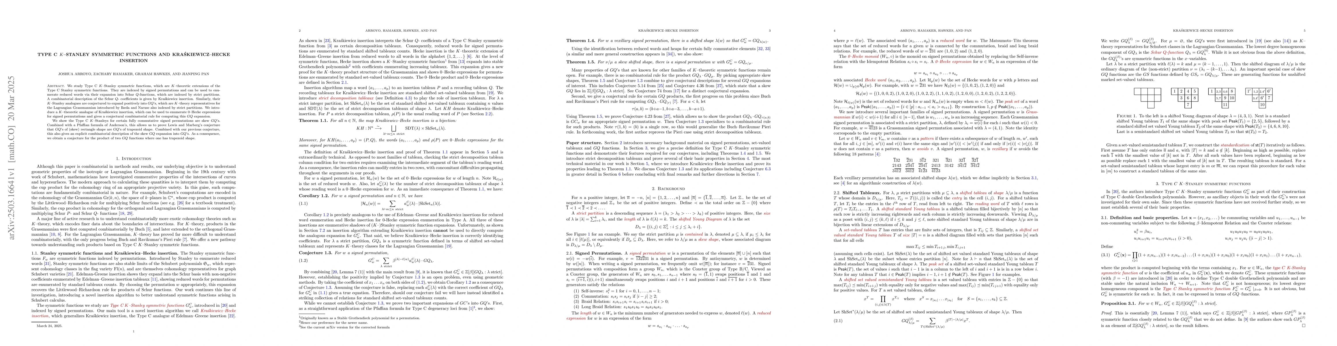 Thumbnail for Type C $K$-Stanley symmetric functions and Kraśkiewicz-Hecke insertion