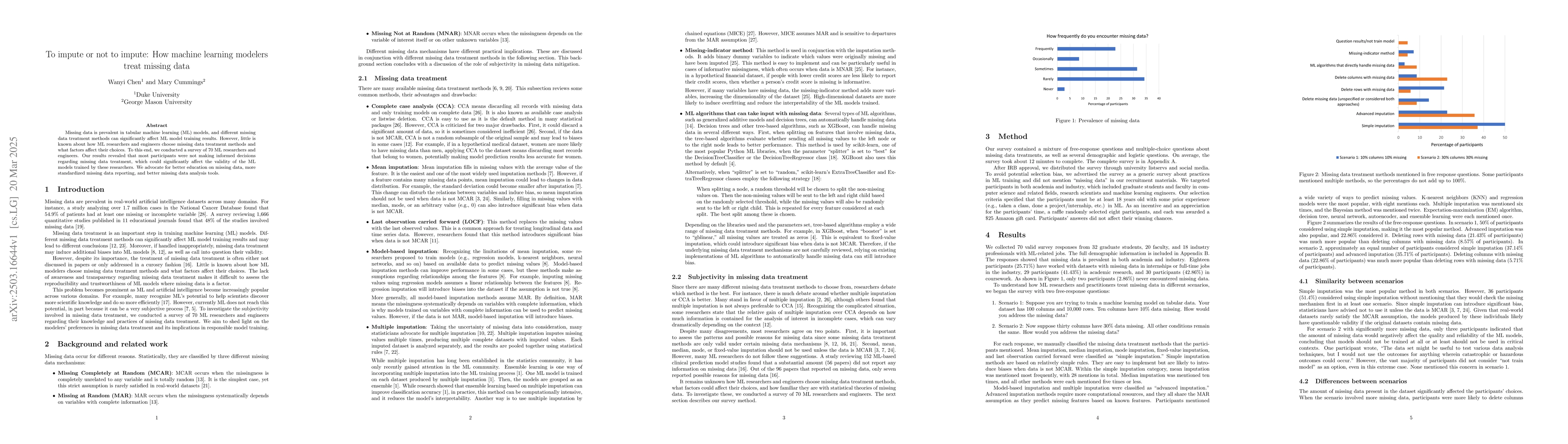 Thumbnail for To impute or not to impute: How machine learning modelers treat missing
  data