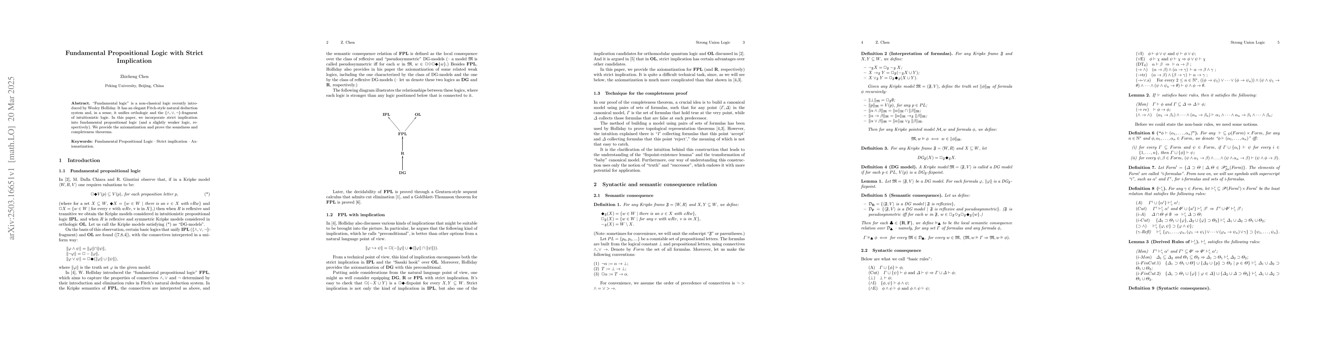 Thumbnail for Fundamental Propositional Logic with Strict Implication