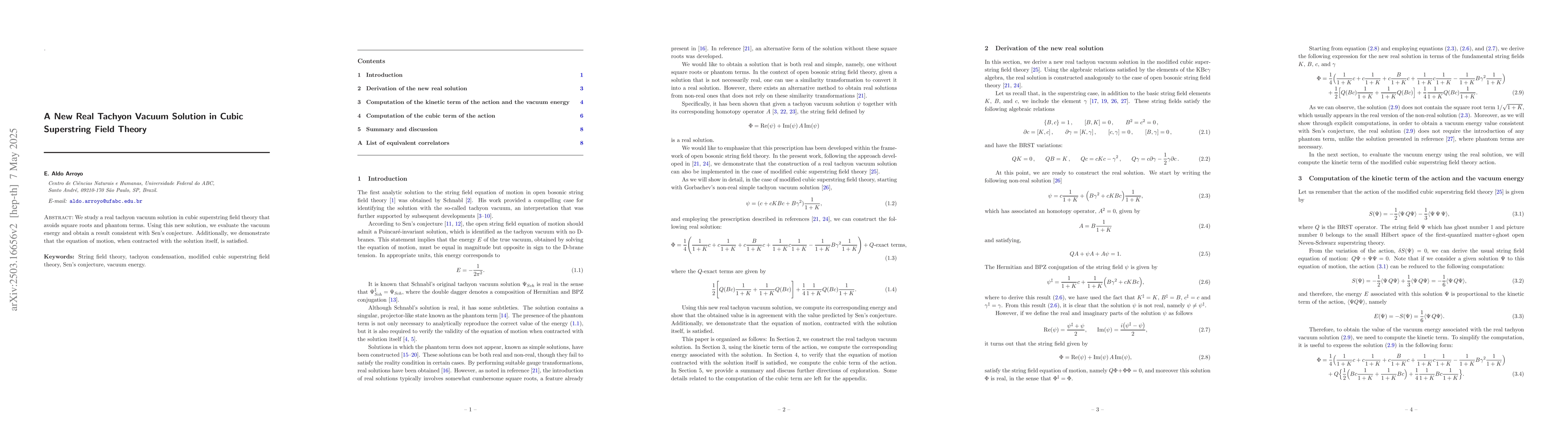 Thumbnail for A New Real Tachyon Vacuum Solution in Cubic Superstring Field Theory