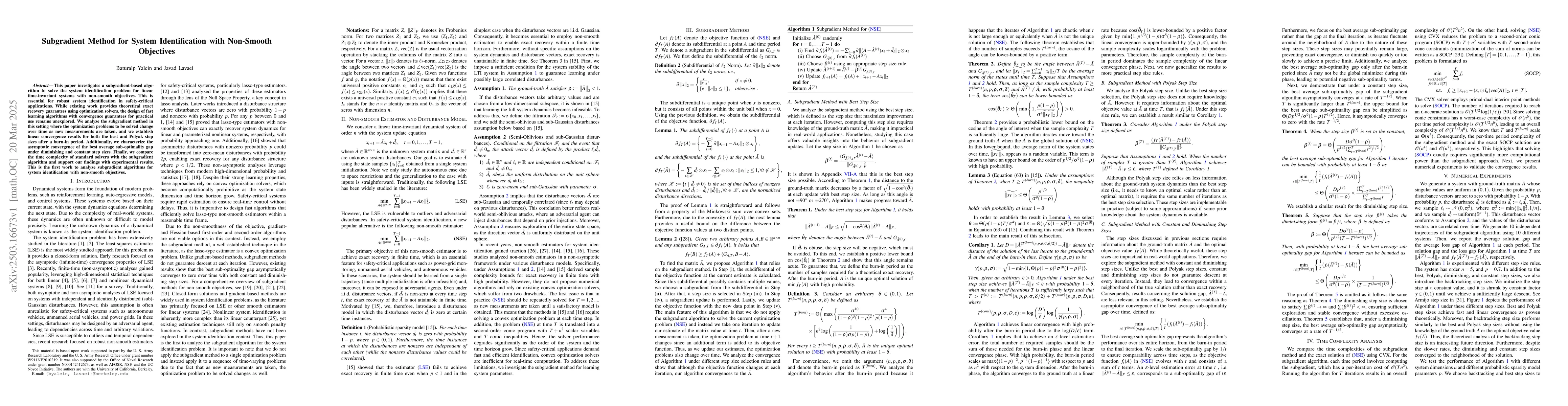 Thumbnail for Subgradient Method for System Identification with Non-Smooth Objectives