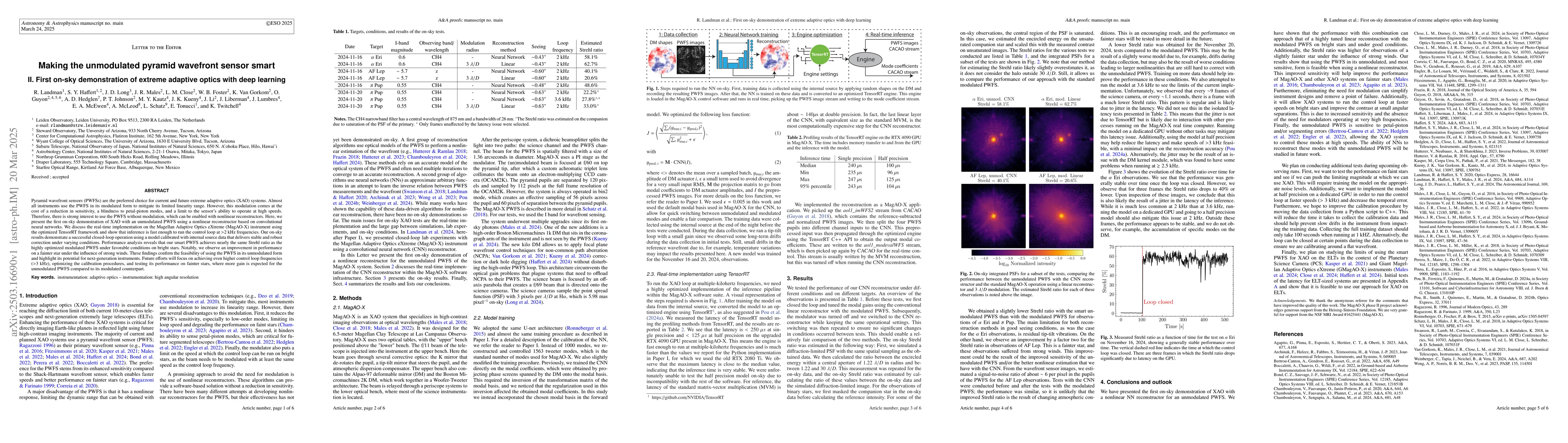 Thumbnail for Making the unmodulated pyramid wavefront sensor smart II. First on-sky
  demonstration of extreme adaptive optics with deep learning