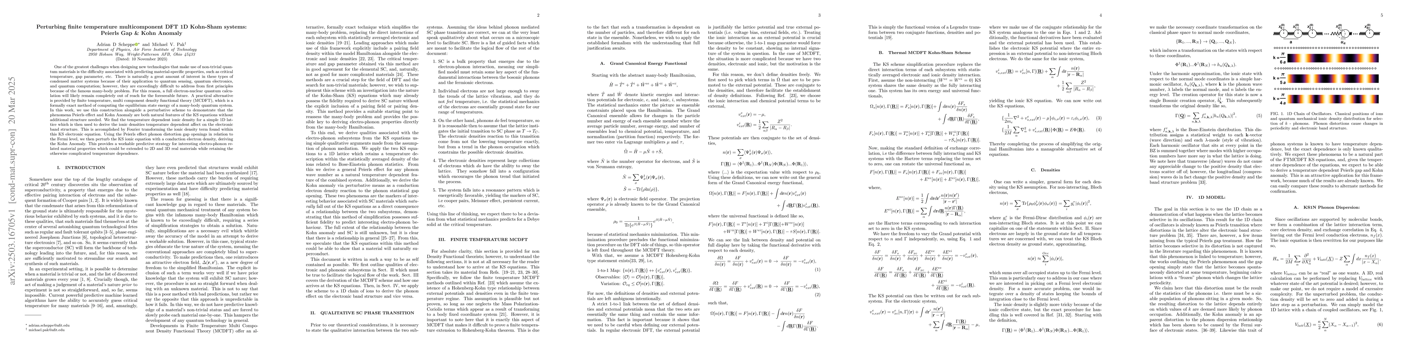 Thumbnail for Perturbing finite temperature multicomponent DFT 1D Kohn-Sham systems:
  Peierls Gap & Kohn Anomaly