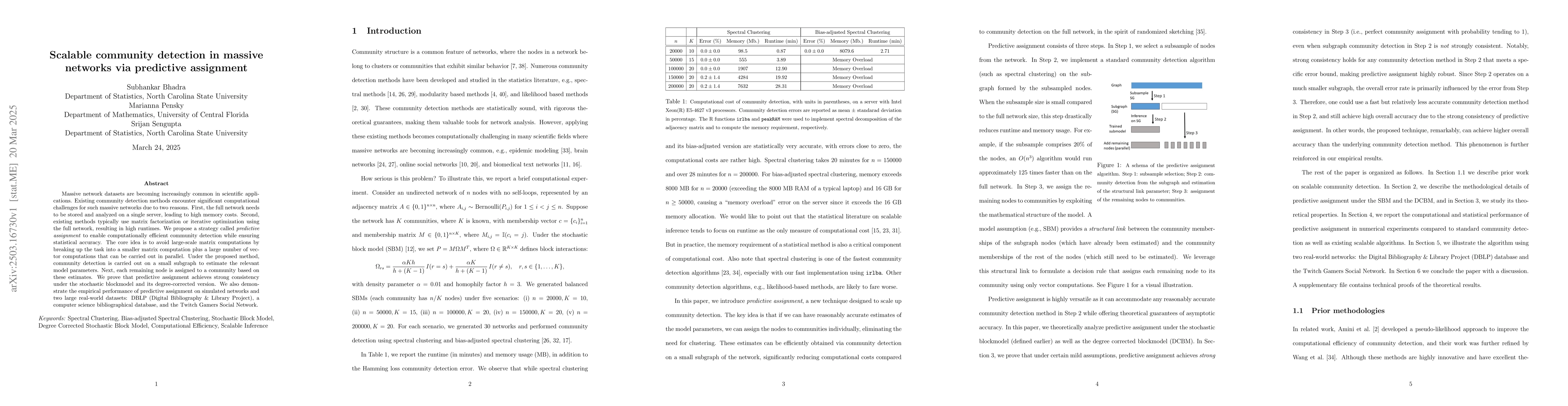 Thumbnail for Scalable community detection in massive networks via predictive
  assignment