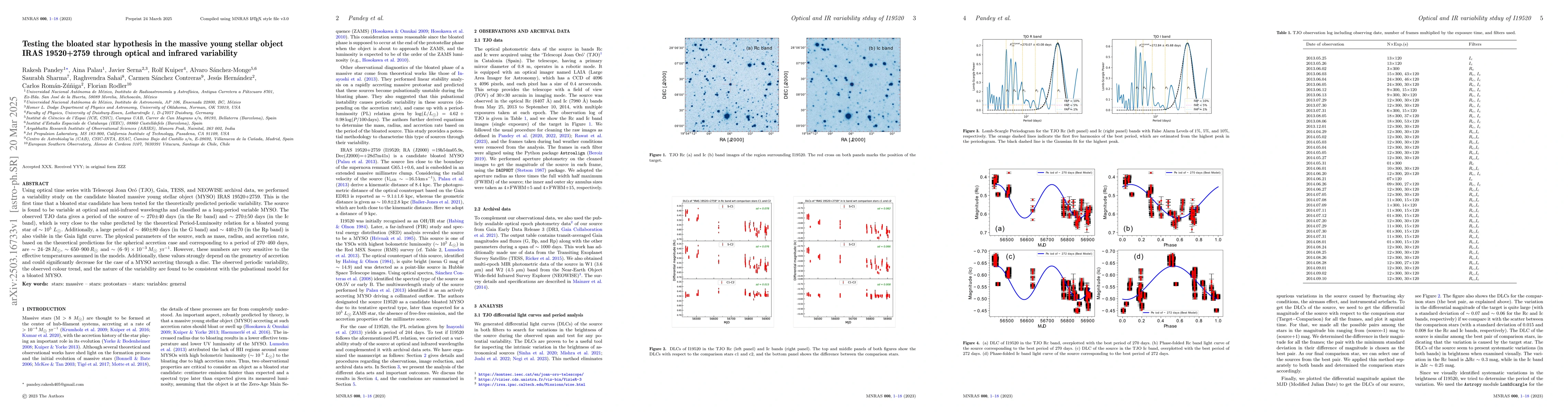 Thumbnail for Testing the bloated star hypothesis in the massive young stellar object
  IRAS 19520+2759 through optical and infrared variability