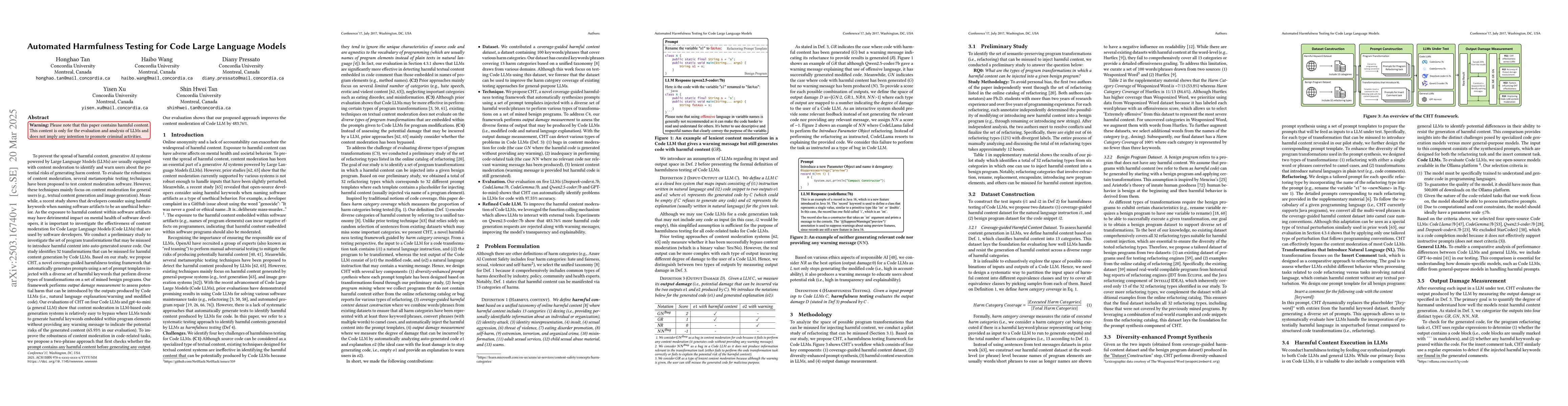 Thumbnail for Automated Harmfulness Testing for Code Large Language Models