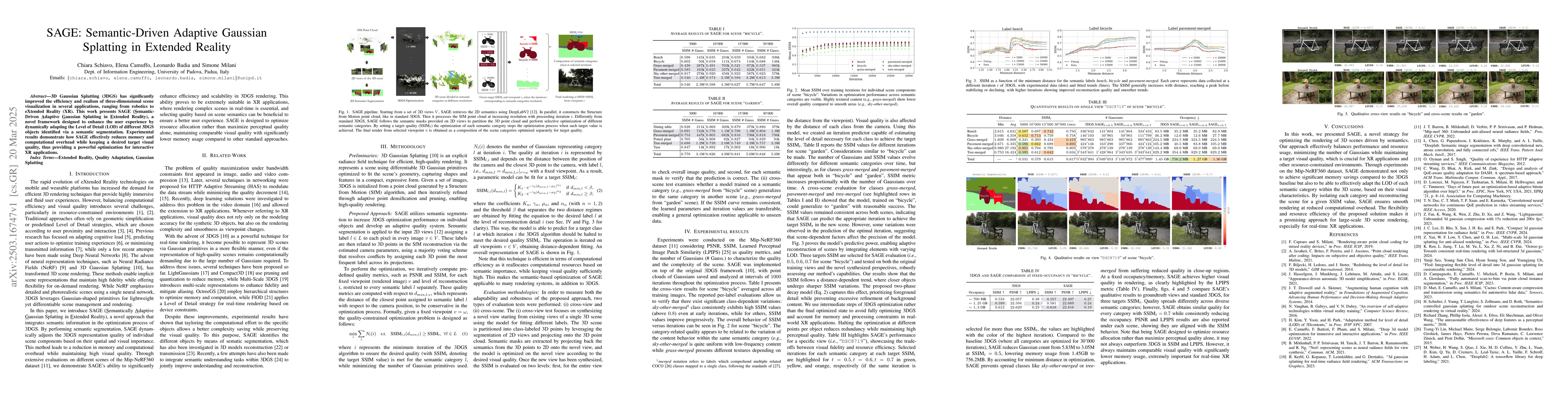 Thumbnail for SAGE: Semantic-Driven Adaptive Gaussian Splatting in Extended Reality