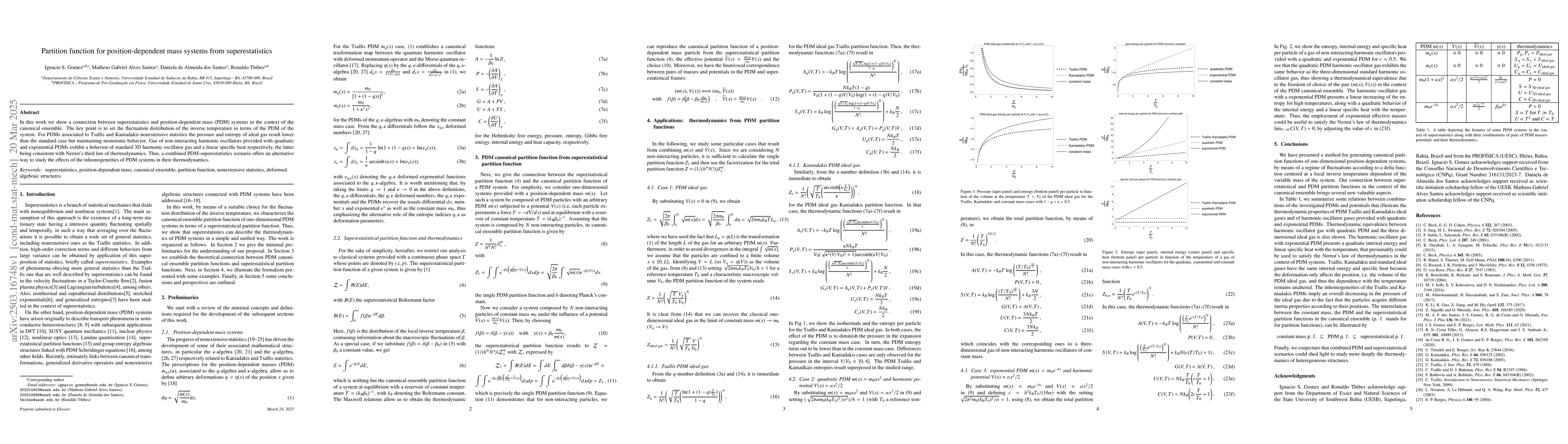 Thumbnail for Partition function for position-dependent mass systems from
  superestatistics