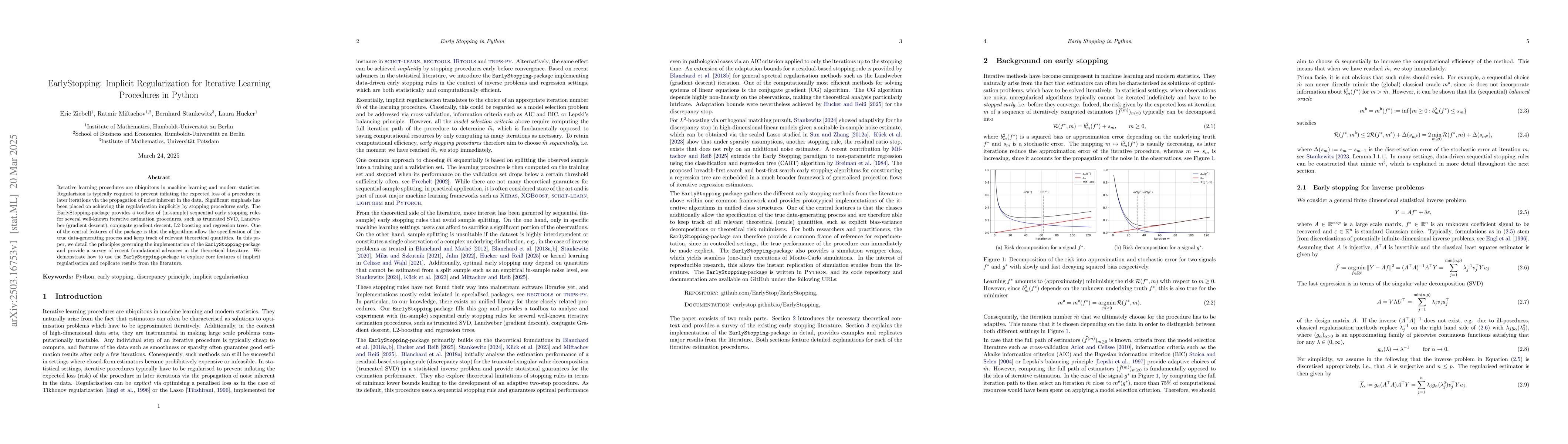 Thumbnail for EarlyStopping: Implicit Regularization for Iterative Learning Procedures
  in Python
