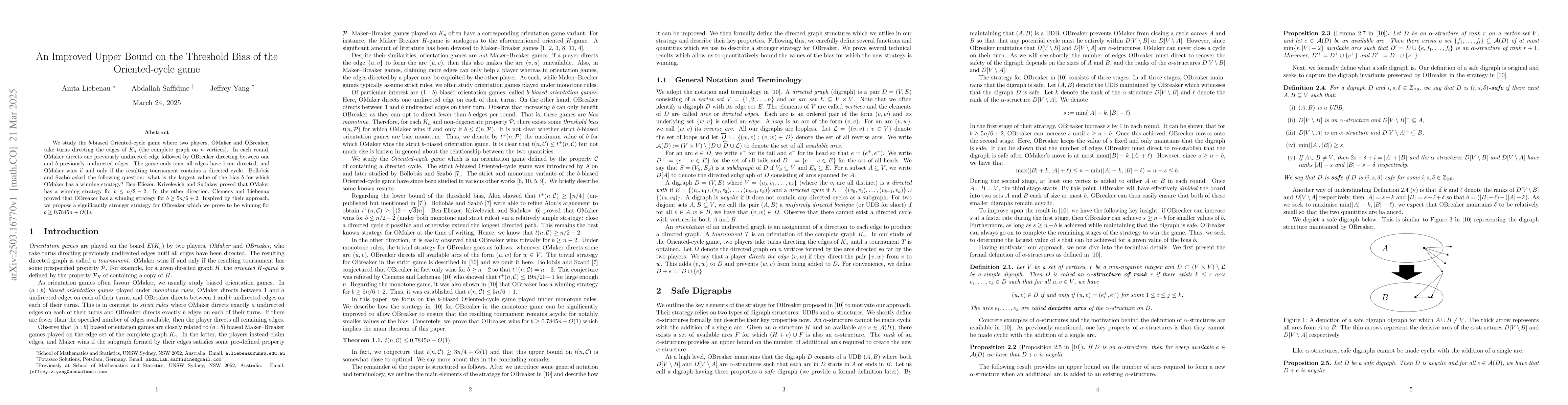 Thumbnail for An Improved Upper Bound on the Threshold Bias of the Oriented-cycle game
