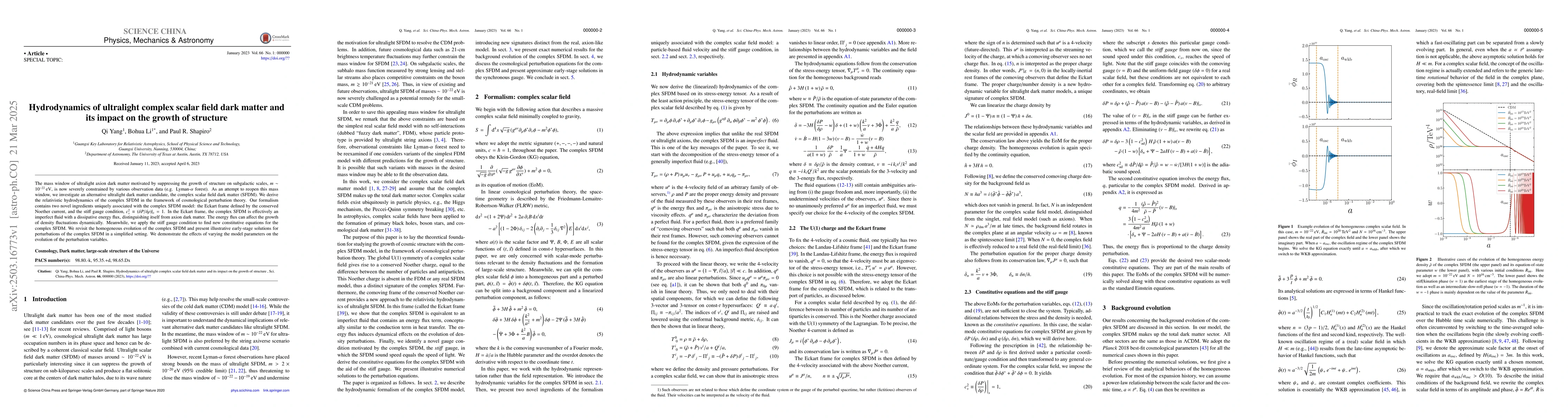 Thumbnail for Hydrodynamics of ultralight complex scalar field dark matter and its
  impact on the growth of structure