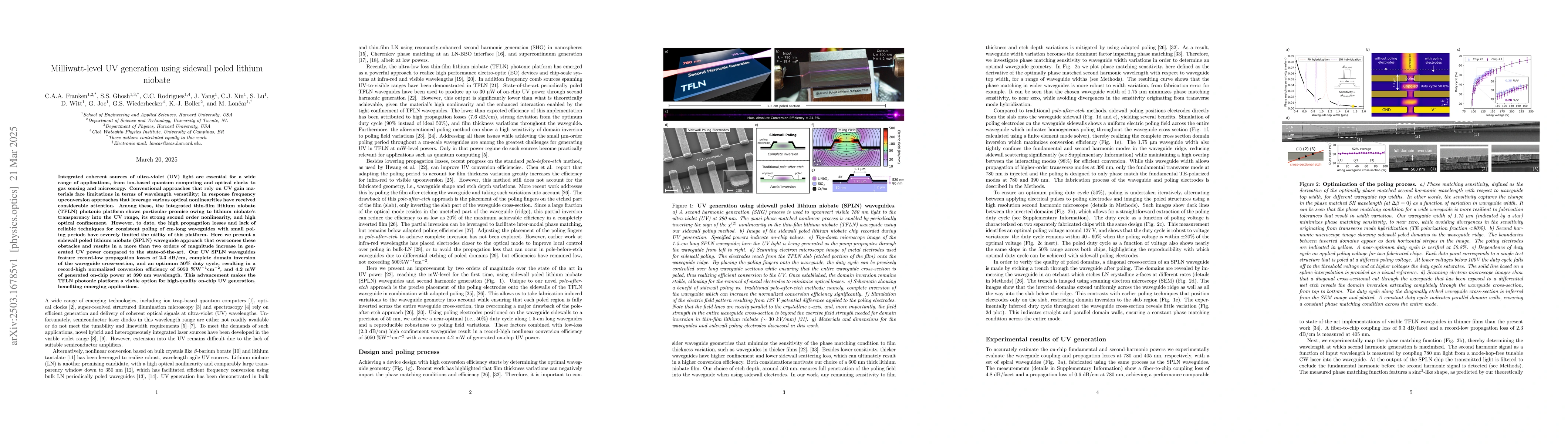 Thumbnail for Milliwatt-level UV generation using sidewall poled lithium niobate