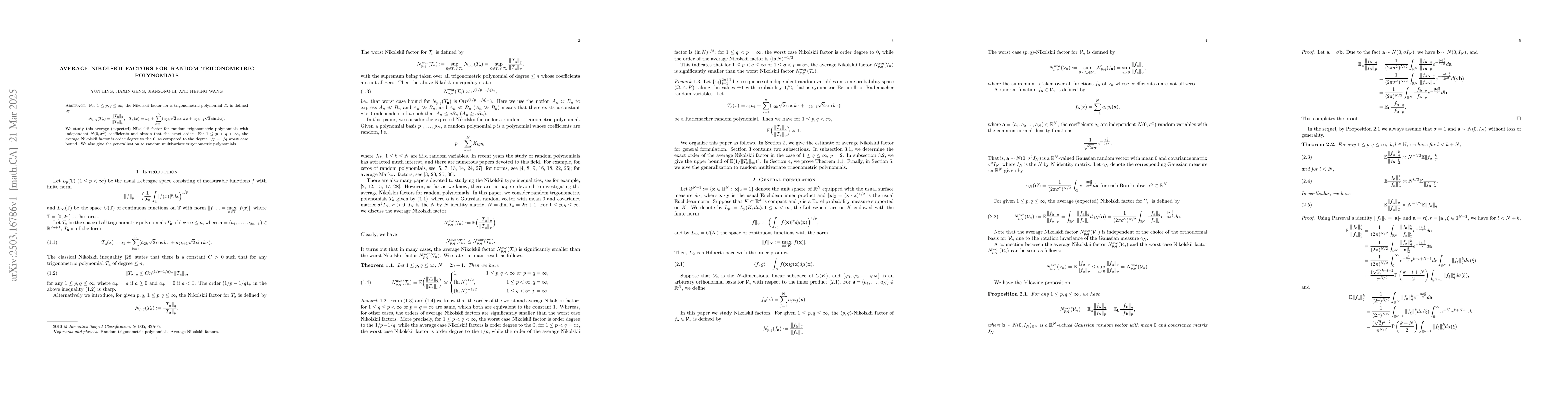 Thumbnail for Average Nikolskii factors for random trigonometric polynomials