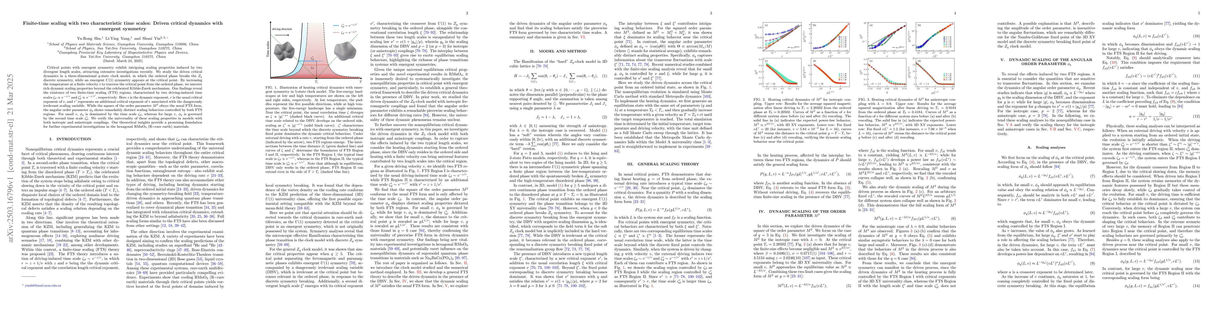 Thumbnail for Finite-time scaling with two characteristic time scales: Driven critical
  dynamics with emergent symmetry