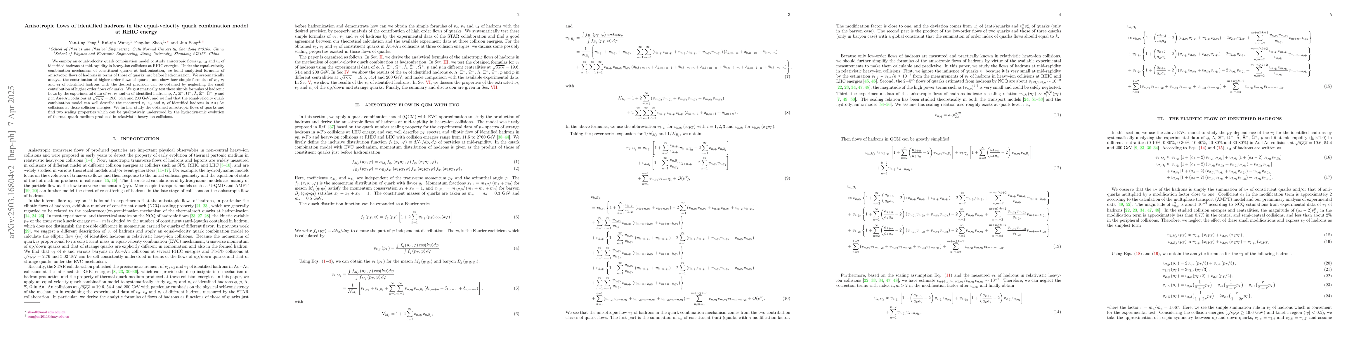 Thumbnail for Anisotropic flows of identified hadrons in the equal-velocity quark
  combination model at RHIC energy