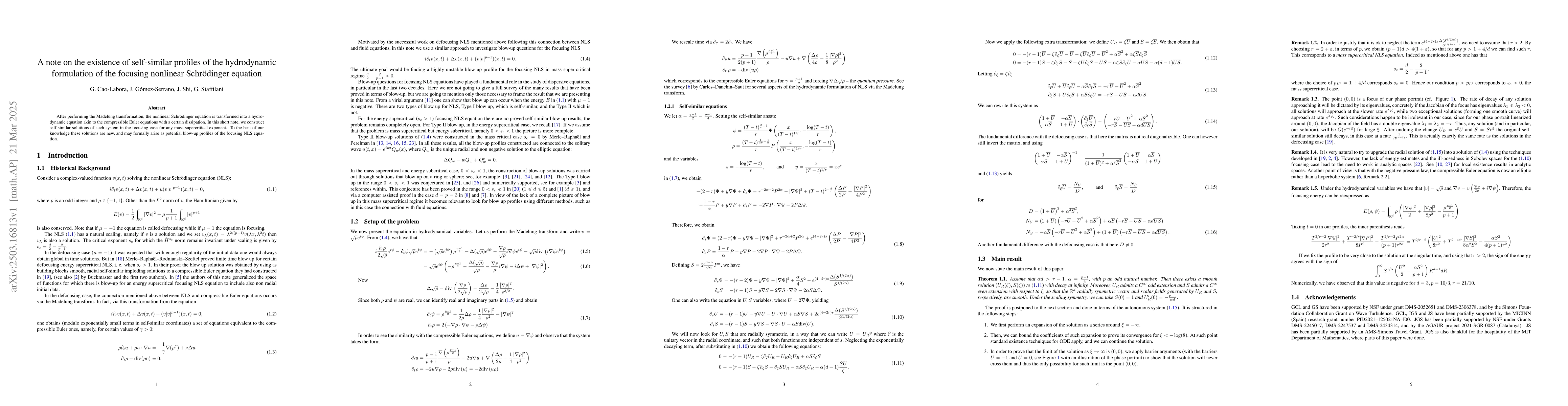 Thumbnail for A note on the existence of self-similar profiles of the hydrodynamic
  formulation of the focusing nonlinear Schrödinger equation