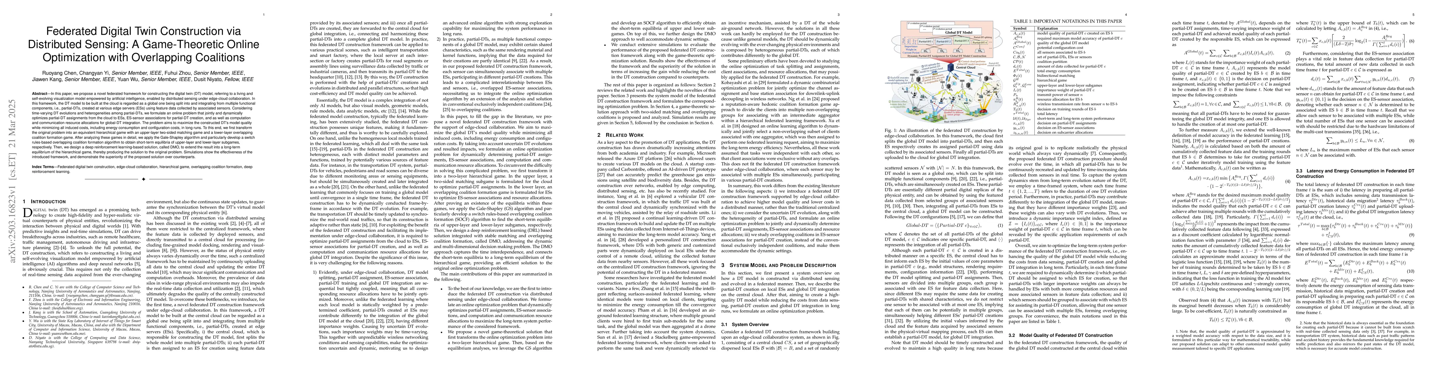 Thumbnail for Federated Digital Twin Construction via Distributed Sensing: A
  Game-Theoretic Online Optimization with Overlapping Coalitions