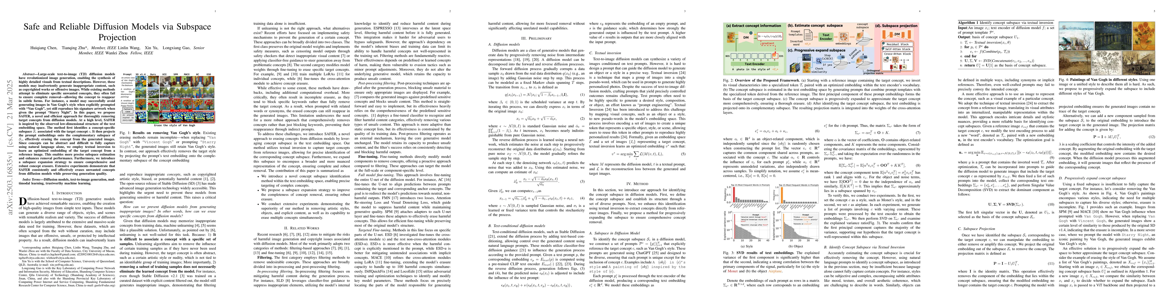 Thumbnail for Safe and Reliable Diffusion Models via Subspace Projection