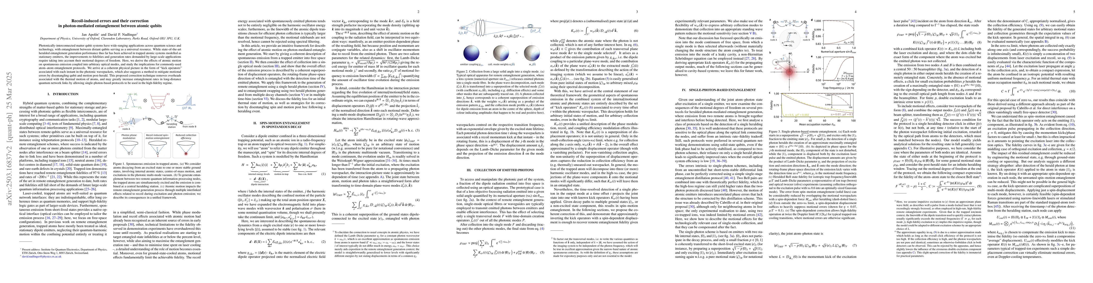 Thumbnail for Recoil-induced errors and their correction in photon-mediated
  entanglement between atom qubits