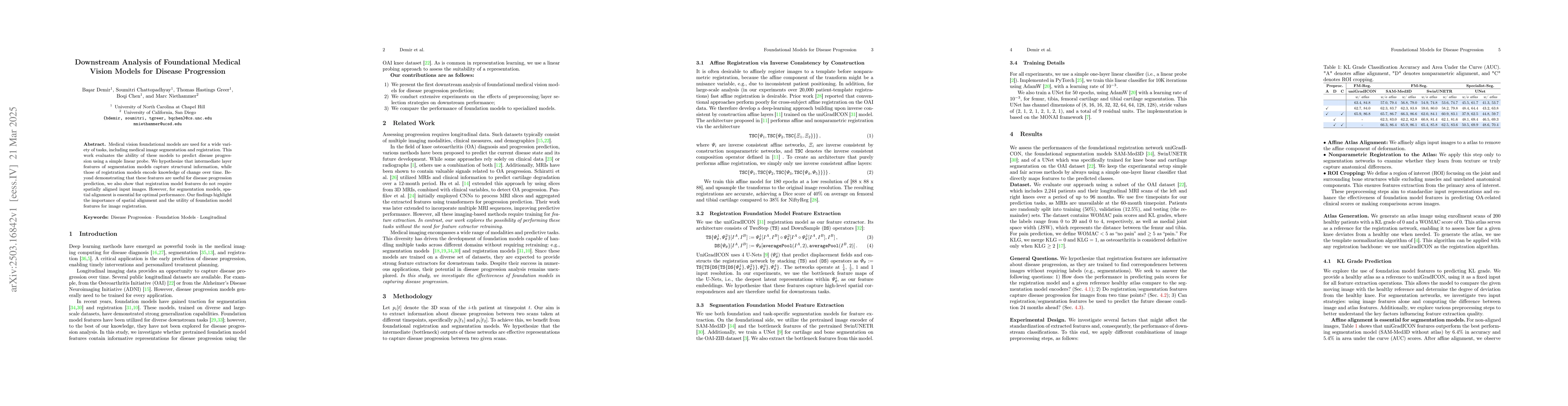 Thumbnail for Downstream Analysis of Foundational Medical Vision Models for Disease
  Progression