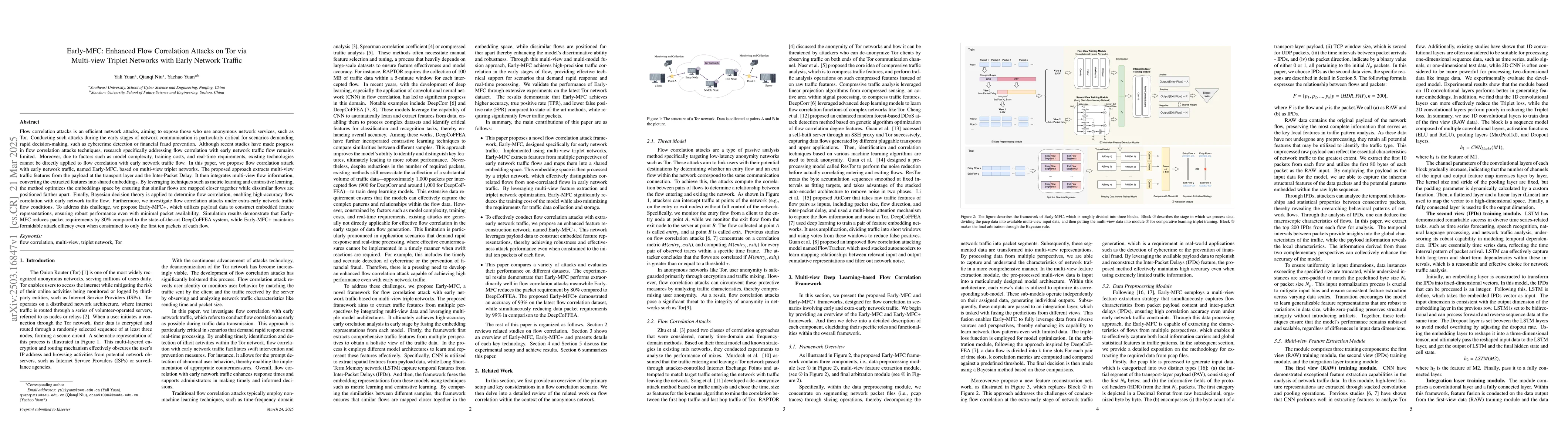 Thumbnail for Early-MFC: Enhanced Flow Correlation Attacks on Tor via Multi-view
  Triplet Networks with Early Network Traffic