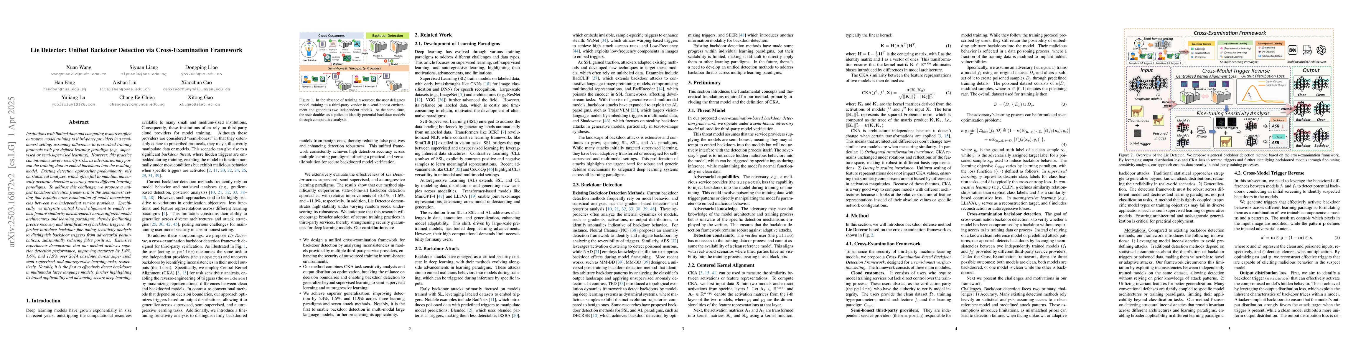 Thumbnail for Lie Detector: Unified Backdoor Detection via Cross-Examination Framework
