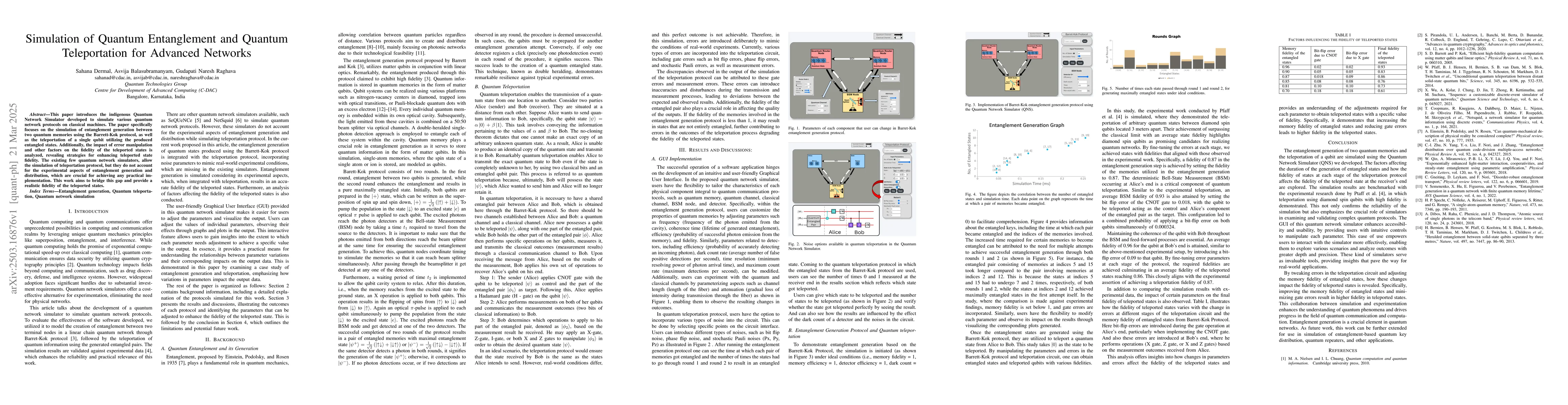 Thumbnail for Simulation of Quantum Entanglement and Quantum Teleportation for
  Advanced Networks