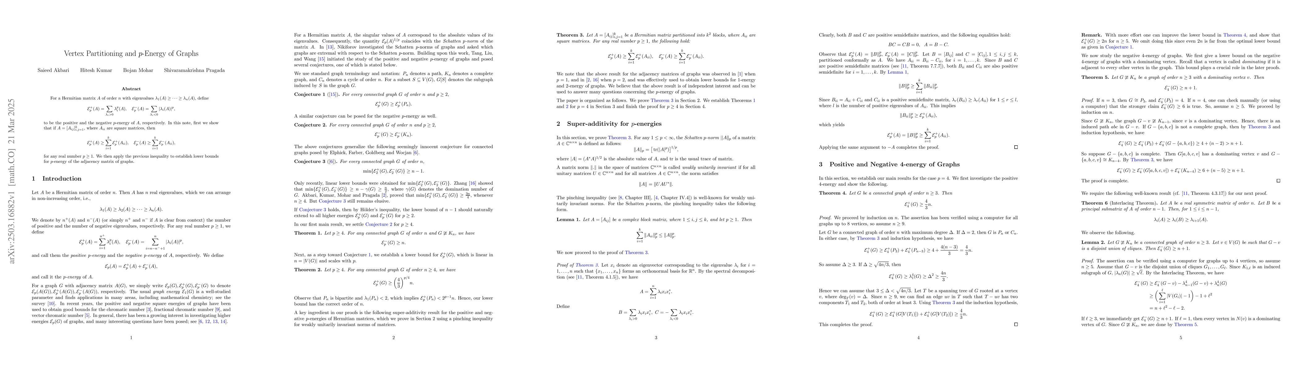 Thumbnail for Vertex Partitioning and $p$-Energy of Graphs