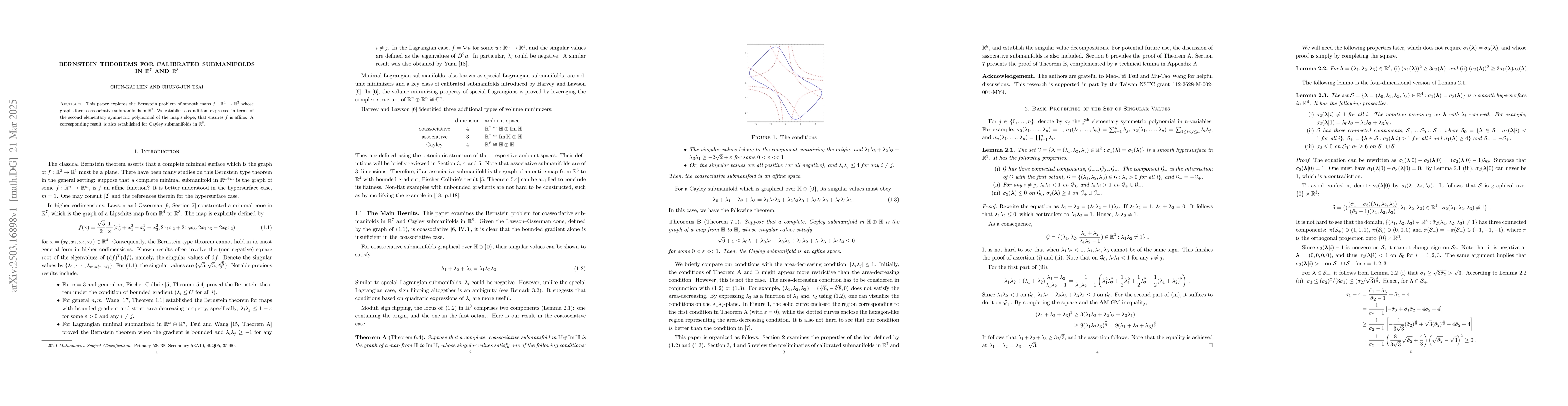 Thumbnail for Bernstein Theorems for Calibrated Submanifolds in $\mathbb{R}^7$ and
  $\mathbb{R}^8$
