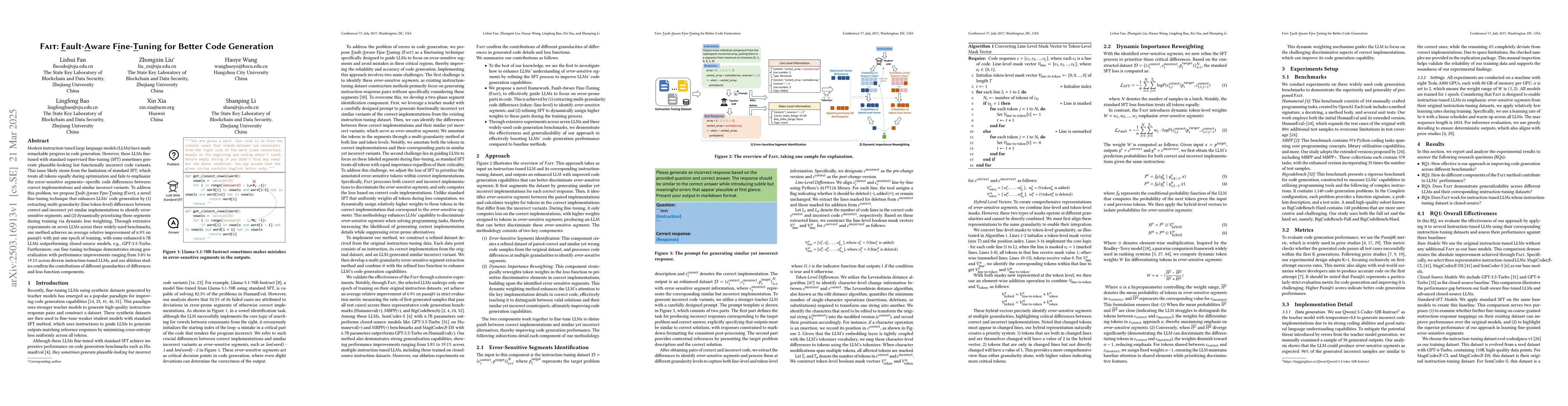 Thumbnail for FAIT: Fault-Aware Fine-Tuning for Better Code Generation