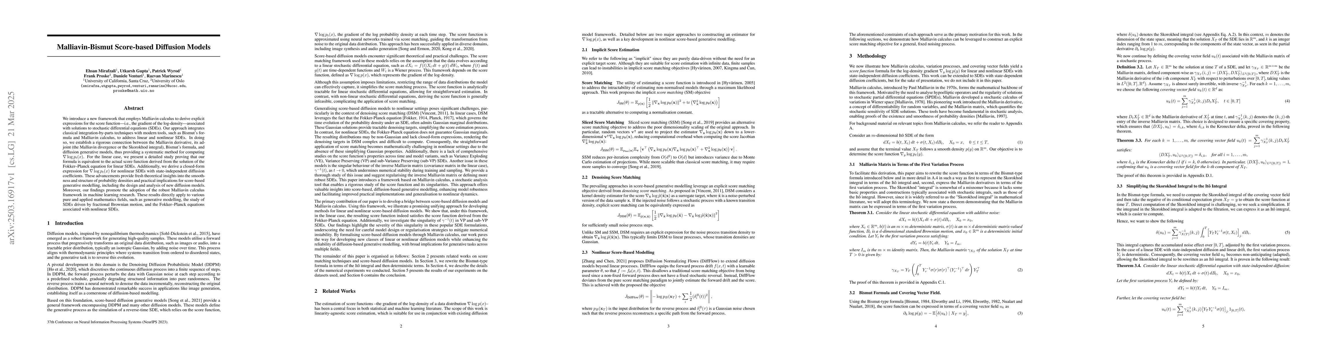 Thumbnail for Malliavin-Bismut Score-based Diffusion Models