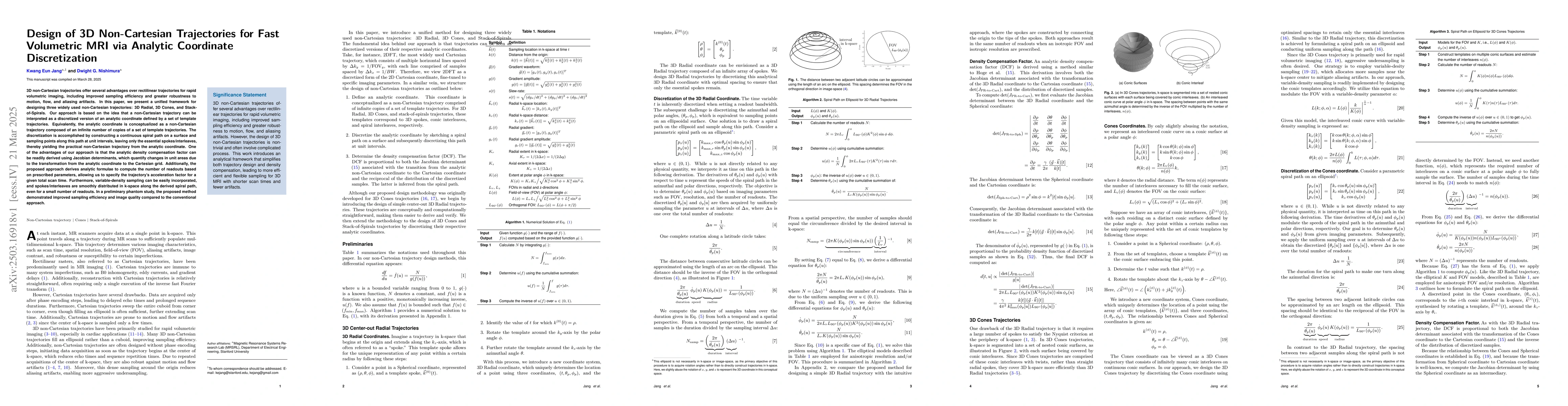 Thumbnail for Design of 3D Non-Cartesian Trajectories for Fast Volumetric MRI via
  Analytic Coordinate Discretization