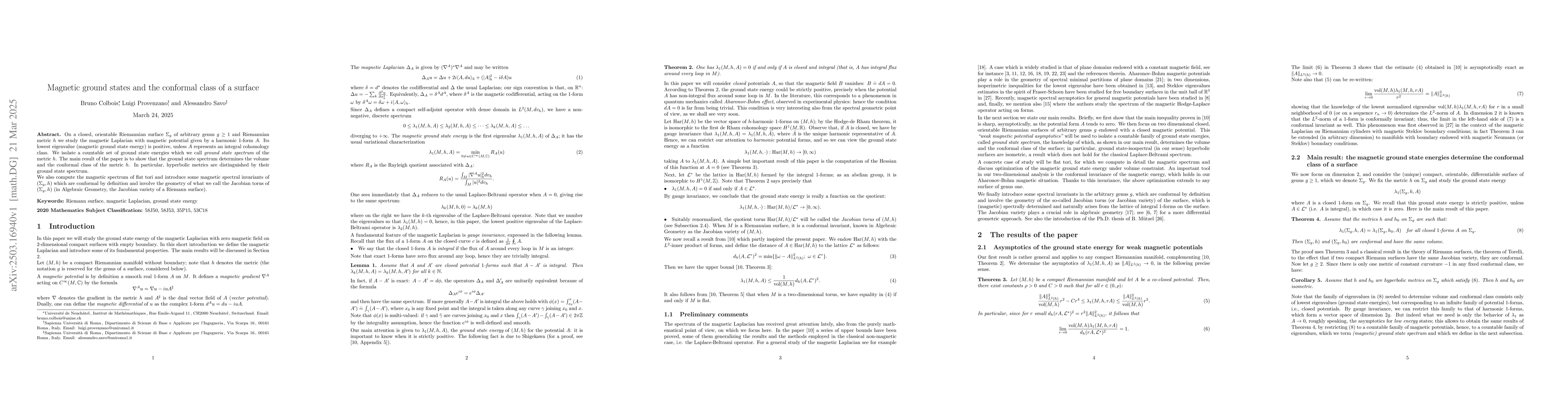 Thumbnail for Magnetic ground states and the conformal class of a surface