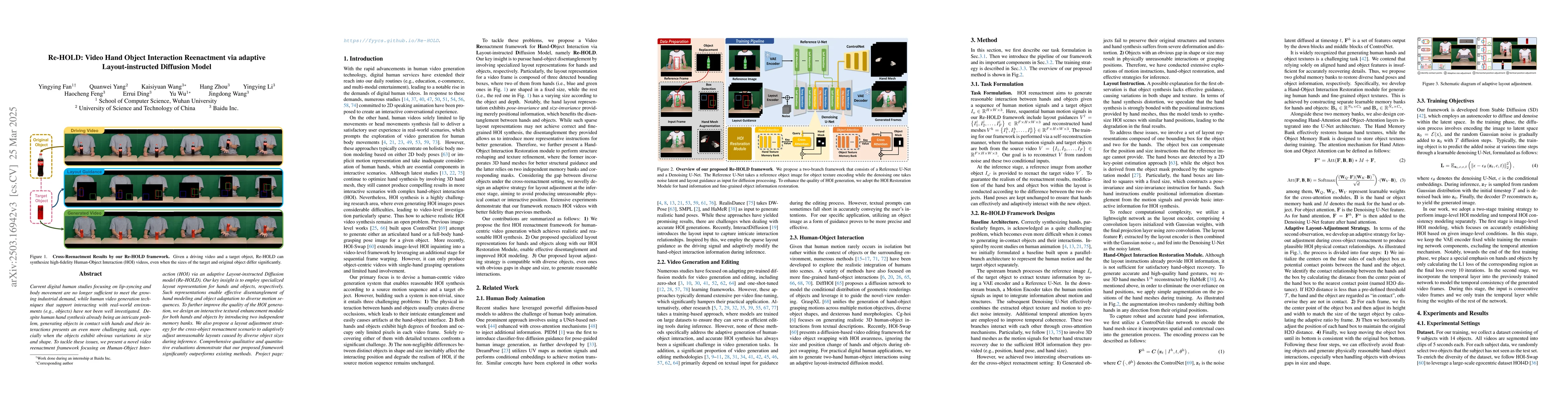 Thumbnail for Re-HOLD: Video Hand Object Interaction Reenactment via adaptive
  Layout-instructed Diffusion Model