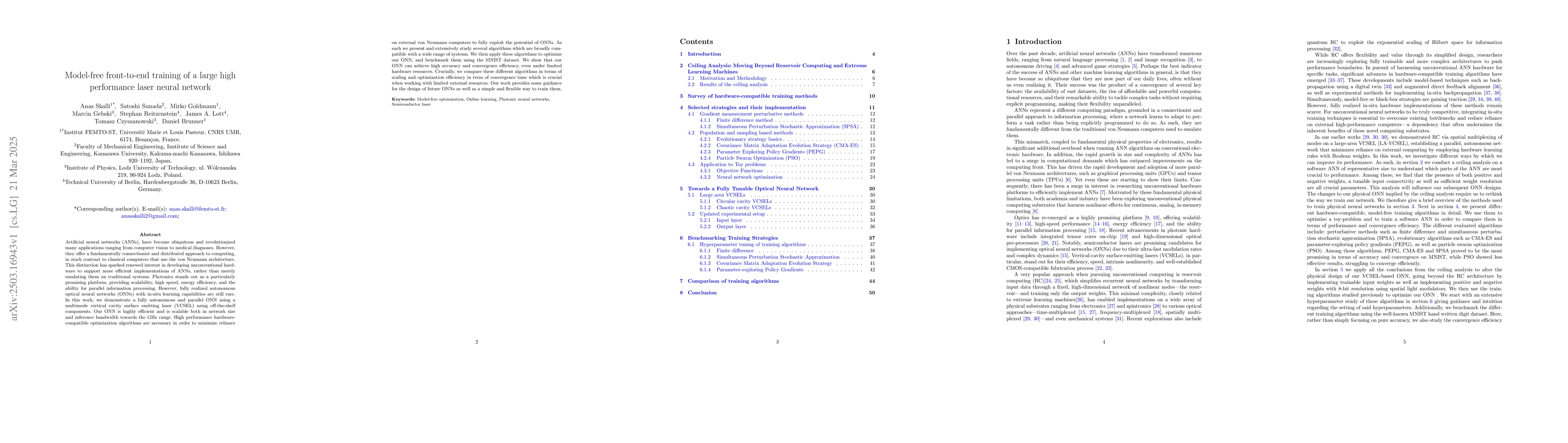 Thumbnail for Model-free front-to-end training of a large high performance laser
  neural network