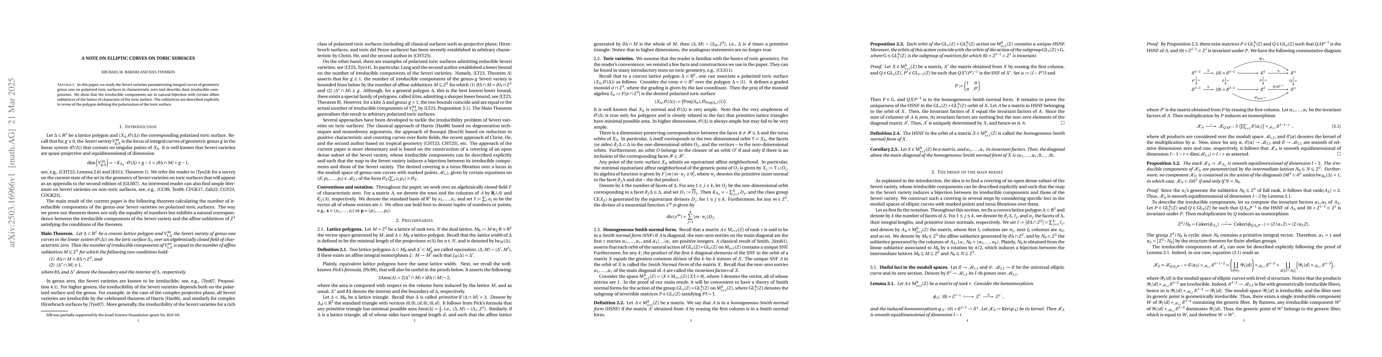 Thumbnail for A note on elliptic curves on toric surfaces