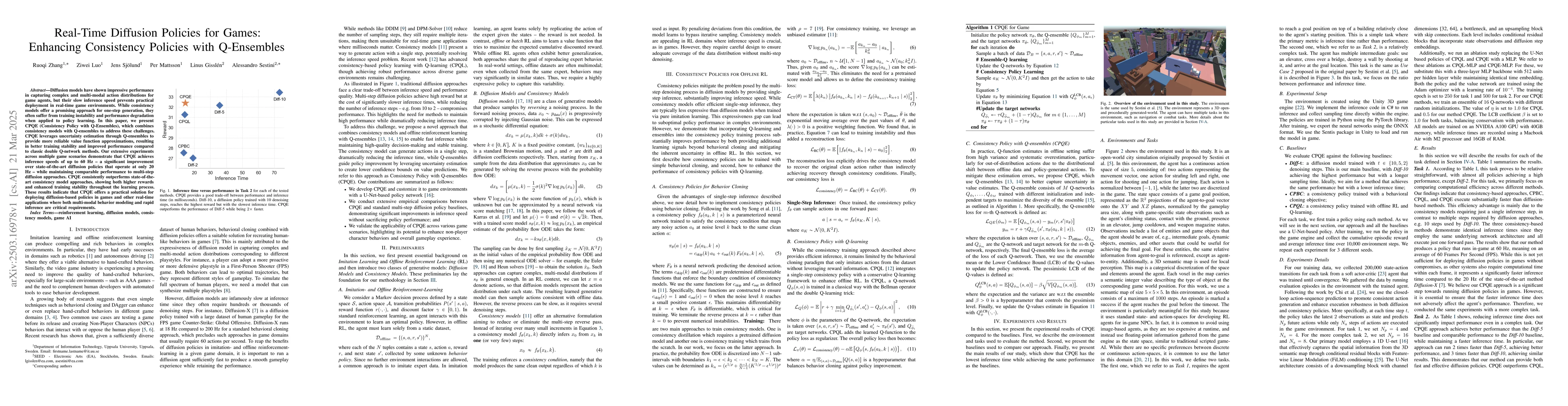 Thumbnail for Real-Time Diffusion Policies for Games: Enhancing Consistency Policies
  with Q-Ensembles
