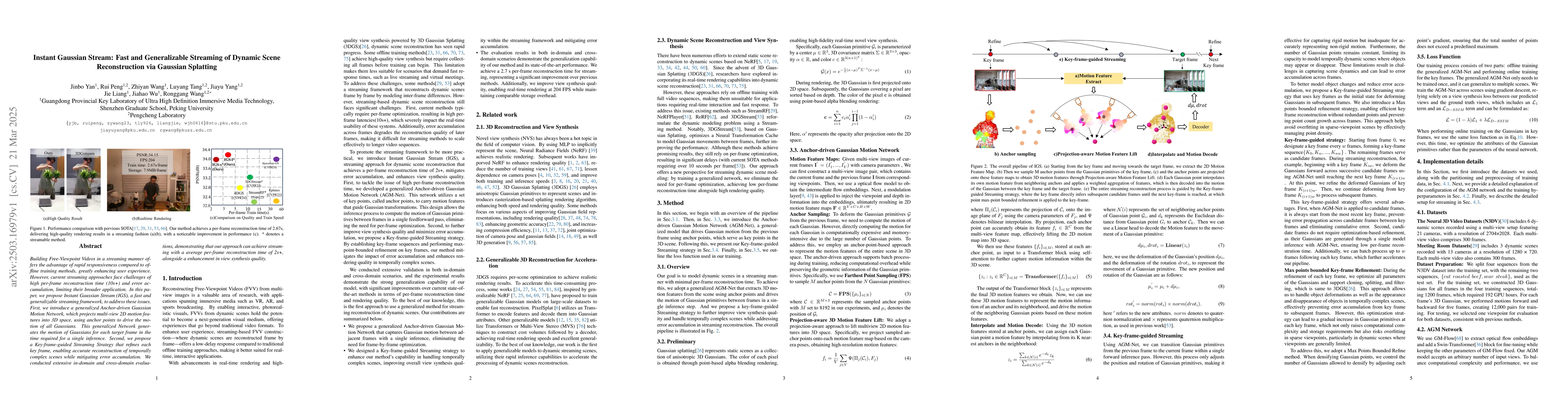 Thumbnail for Instant Gaussian Stream: Fast and Generalizable Streaming of Dynamic
  Scene Reconstruction via Gaussian Splatting