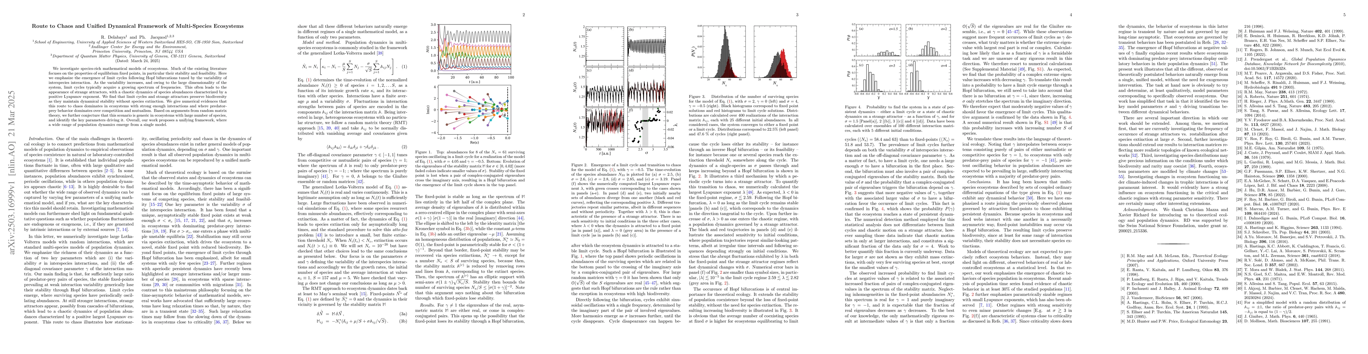 Thumbnail for Route to Chaos and Unified Dynamical Framework of Multi-Species
  Ecosystems