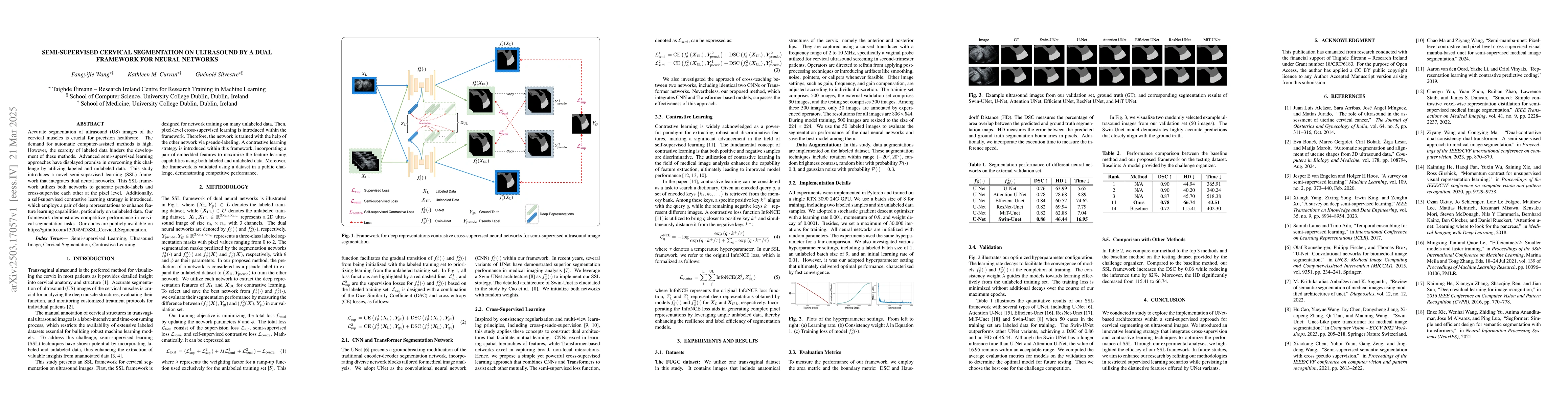 Thumbnail for Semi-supervised Cervical Segmentation on Ultrasound by A Dual Framework
  for Neural Networks