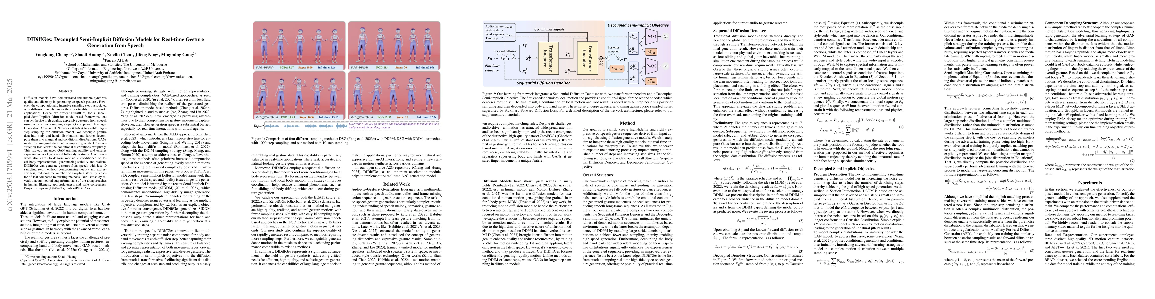 Thumbnail for DIDiffGes: Decoupled Semi-Implicit Diffusion Models for Real-time
  Gesture Generation from Speech