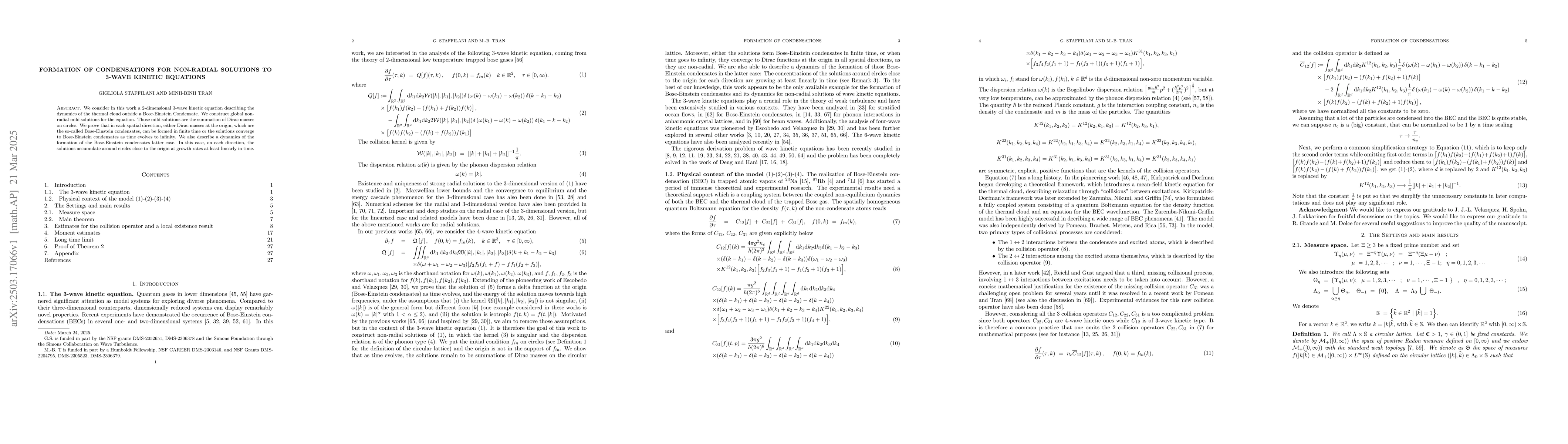 Thumbnail for Formation of condensations for non-radial solutions to 3-wave kinetic
  equations