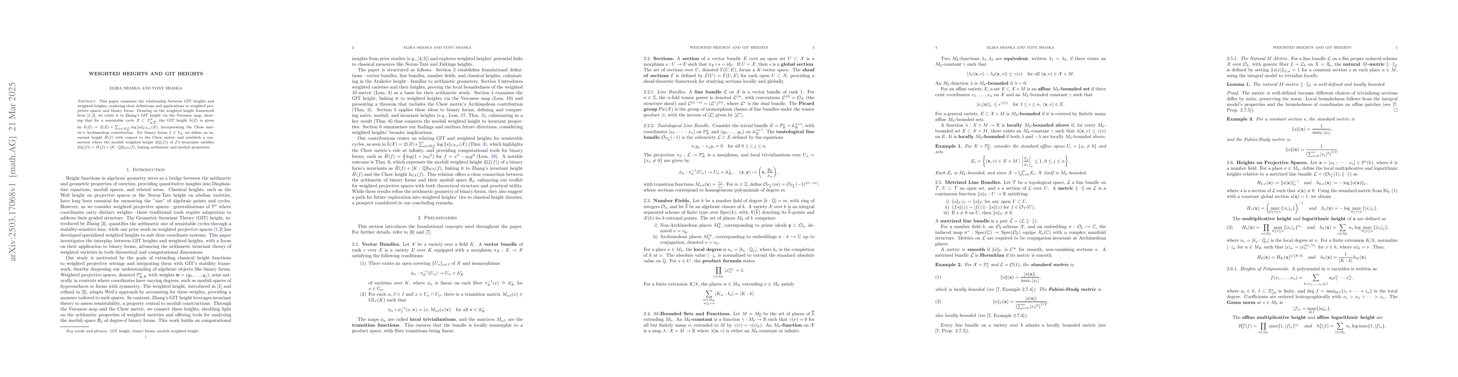Thumbnail for Weighted Heights and GIT Heights